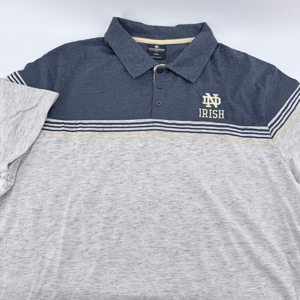 Notre Dame Fighting Irish Polo Shirt Men XXL Navy Gray COPS11244VC‎  NWT
